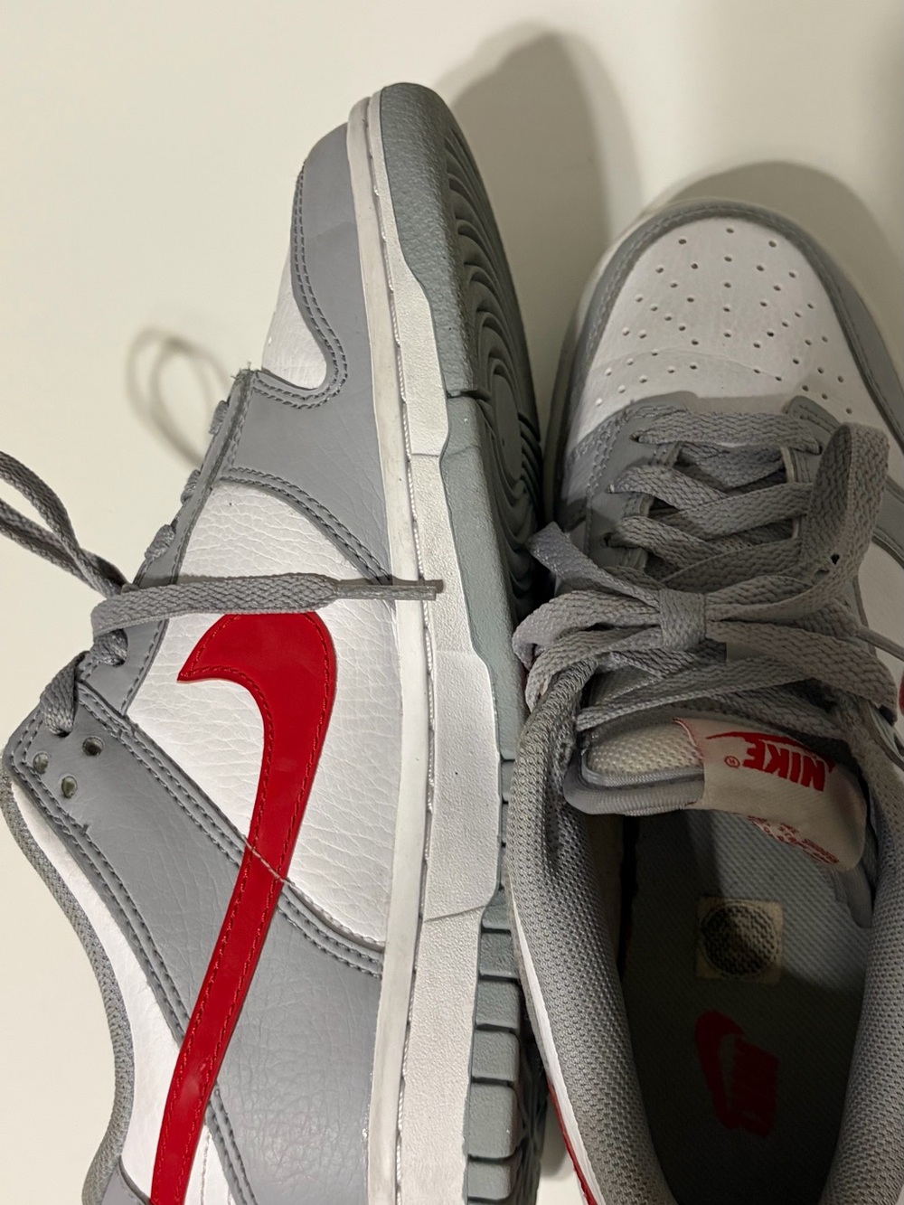 Nike Men’s Low-Top Sneakers - Gray/White with Red Swoosh
